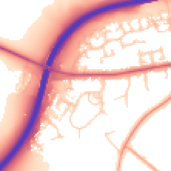 Daytime road noise heatmap for OX2 9TN