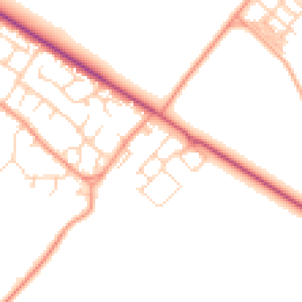Daytime road noise heatmap for OX44 7BJ