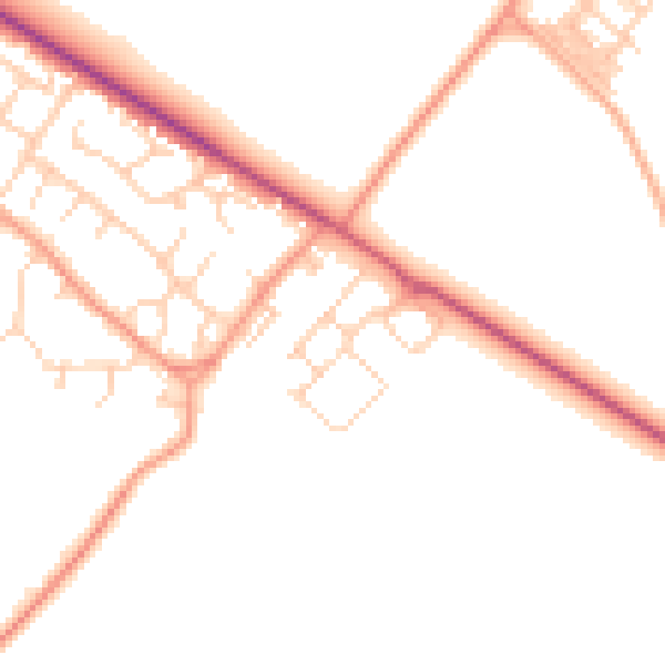 Daytime road noise heatmap for OX44 7BL