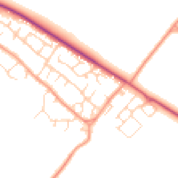 Daytime road noise heatmap for OX44 7RY