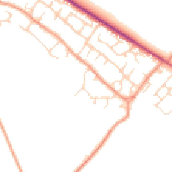 Daytime road noise heatmap for OX44 7TE