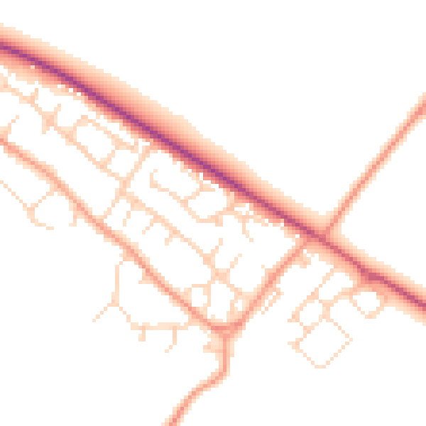 Daytime road noise heatmap for OX44 7YE