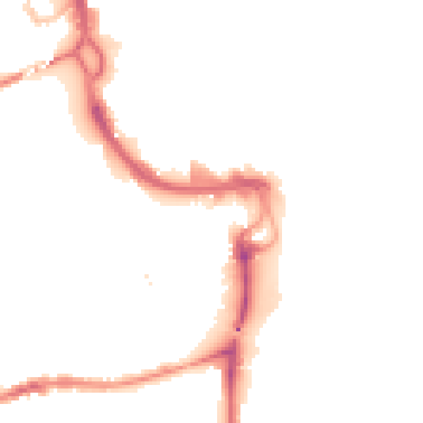 Night-time road noise heatmap for PE1 1EL