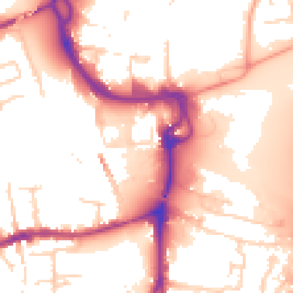 Daytime road noise heatmap for PE1 1ER