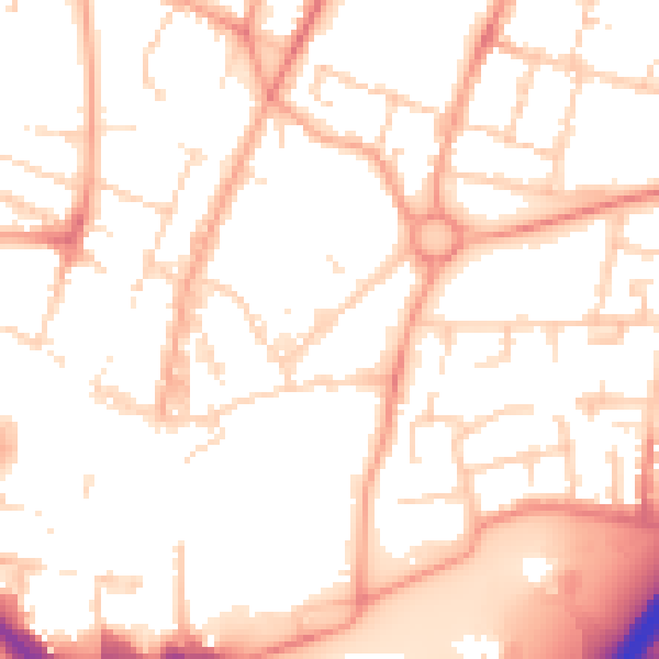 Daytime road noise heatmap for PE1 1FW