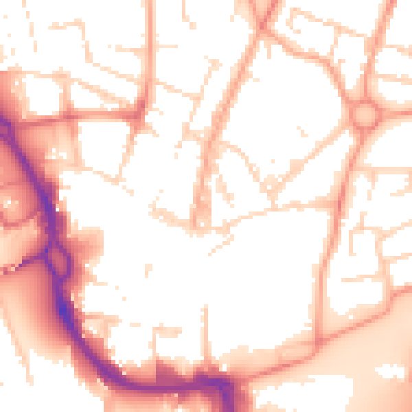 Daytime road noise heatmap for PE1 1GY
