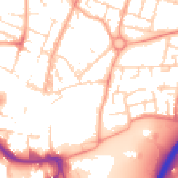 Daytime road noise heatmap for PE1 1GZ