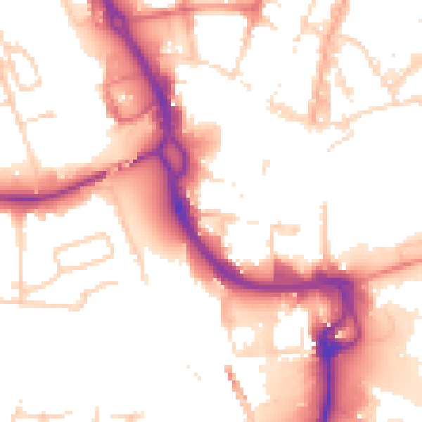 Daytime road noise heatmap for PE1 1JJ