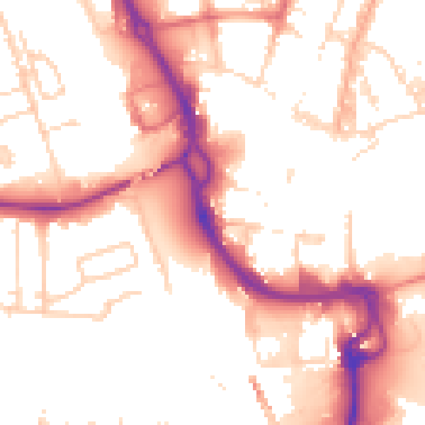 Daytime road noise heatmap for PE1 1JX