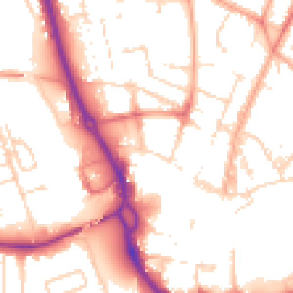 Daytime road noise heatmap for PE1 1LX