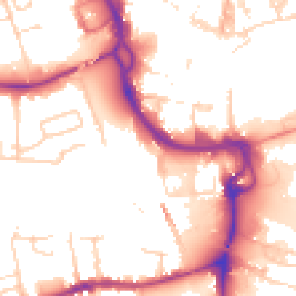 Daytime road noise heatmap for PE1 1NG