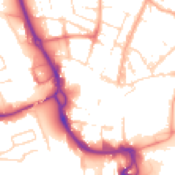 Daytime road noise heatmap for PE1 1NS