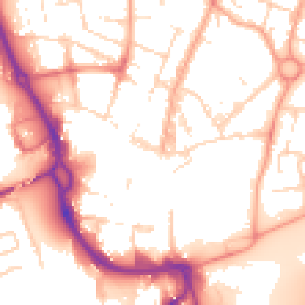 Daytime road noise heatmap for PE1 1PX