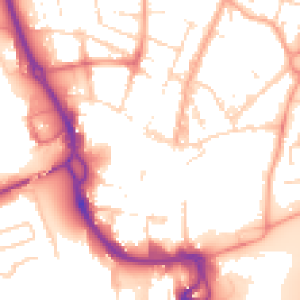 Daytime road noise heatmap for PE1 1PY