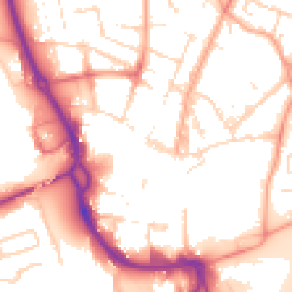 Daytime road noise heatmap for PE1 1PZ