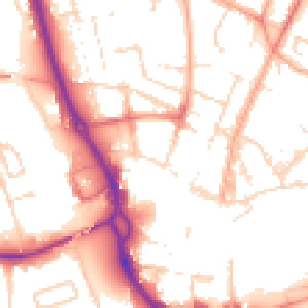 Daytime road noise heatmap for PE1 1RG