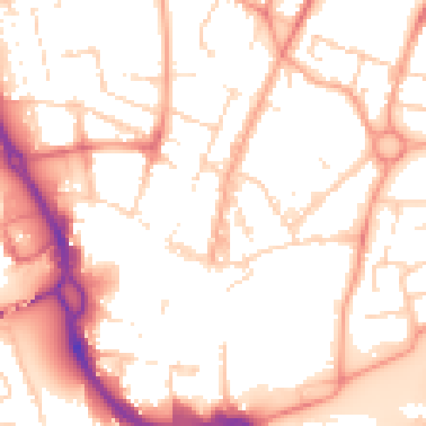 Daytime road noise heatmap for PE1 1RS
