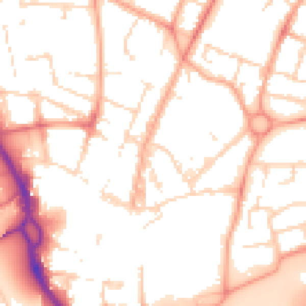 Daytime road noise heatmap for PE1 1RT