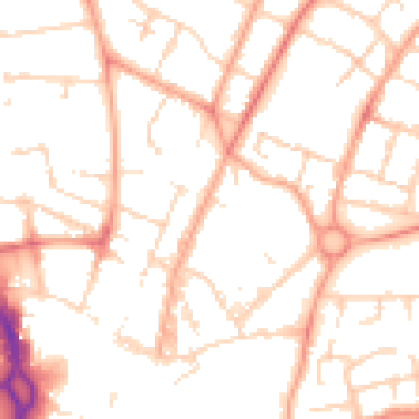 Daytime road noise heatmap for PE1 1SH