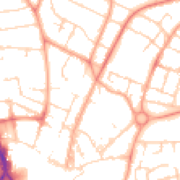 Daytime road noise heatmap for PE1 1SU