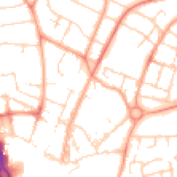 Daytime road noise heatmap for PE1 1SY