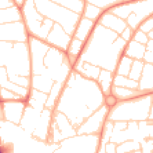 Daytime road noise heatmap for PE1 1SZ