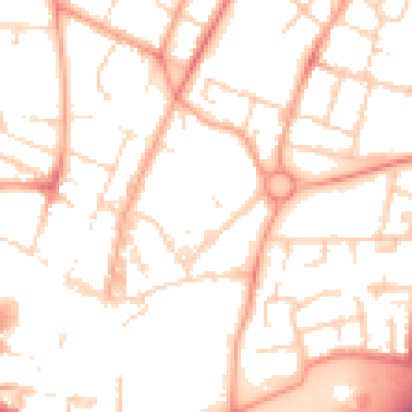 Daytime road noise heatmap for PE1 1TU