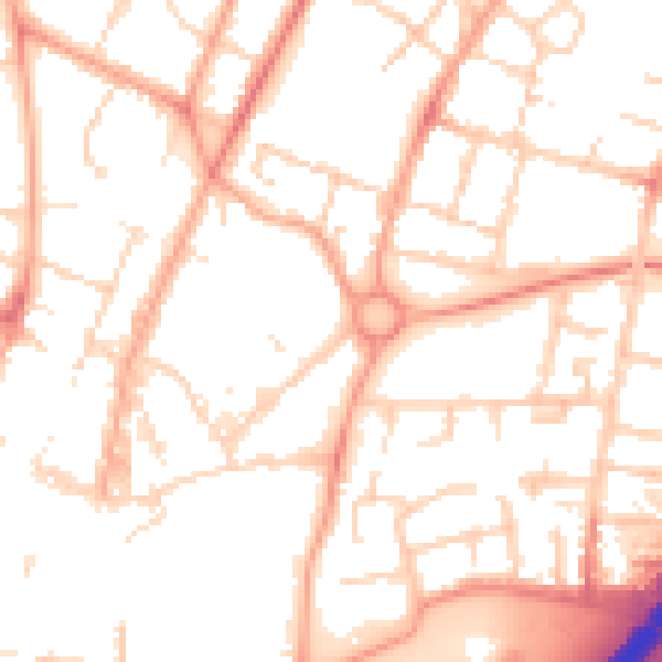 Daytime road noise heatmap for PE1 1TZ