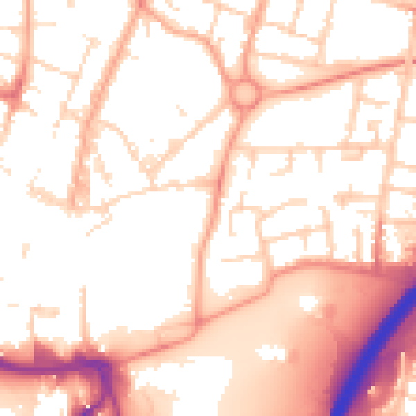 Daytime road noise heatmap for PE1 1UP