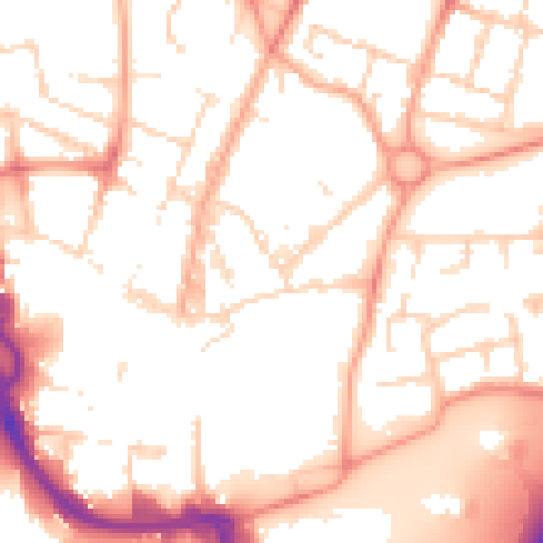 Daytime road noise heatmap for PE1 1UQ