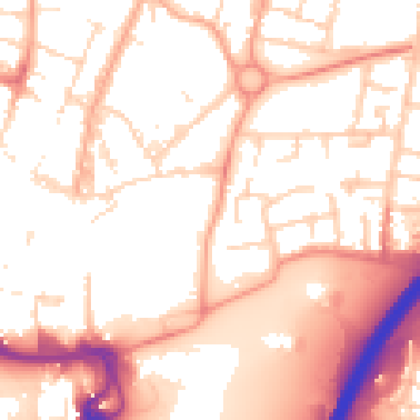 Daytime road noise heatmap for PE1 1UR