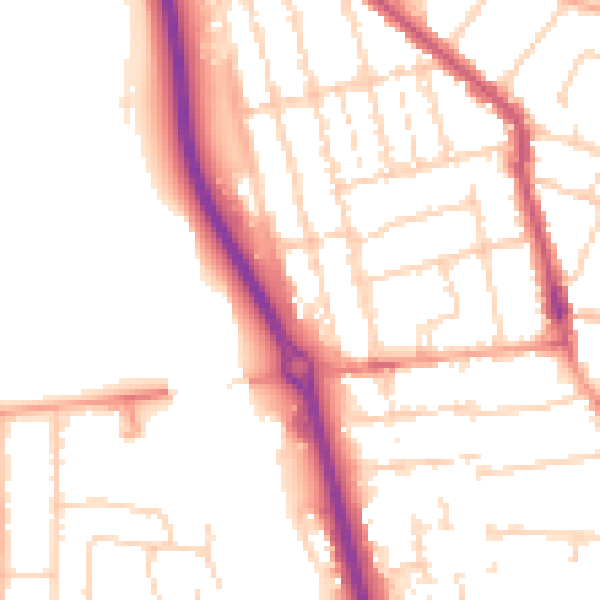 Daytime road noise heatmap for PE1 2AJ