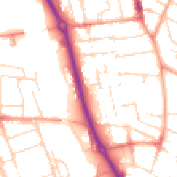 Daytime road noise heatmap for PE1 2BB