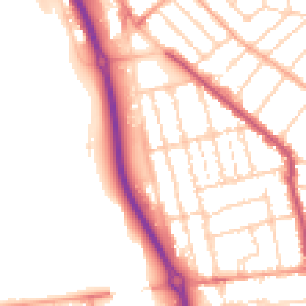 Daytime road noise heatmap for PE1 2DL