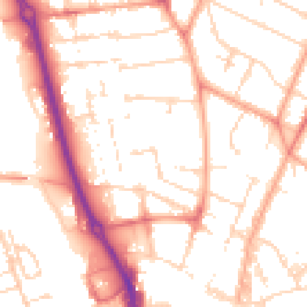 Daytime road noise heatmap for PE1 2EH