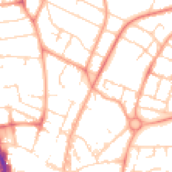 Daytime road noise heatmap for PE1 2FE