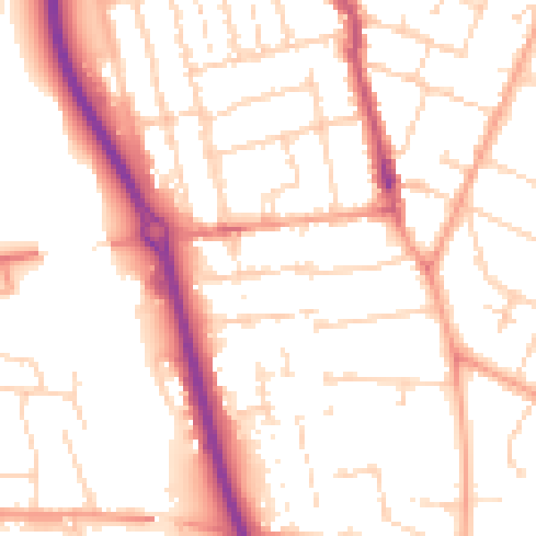 Daytime road noise heatmap for PE1 2HL