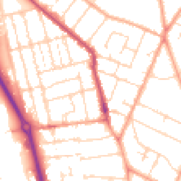 Daytime road noise heatmap for PE1 2JA