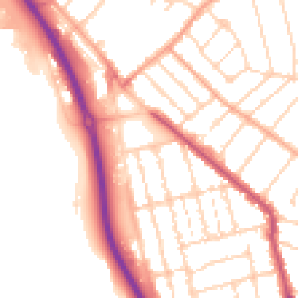 Daytime road noise heatmap for PE1 2LJ