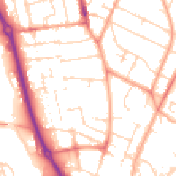Daytime road noise heatmap for PE1 2NL