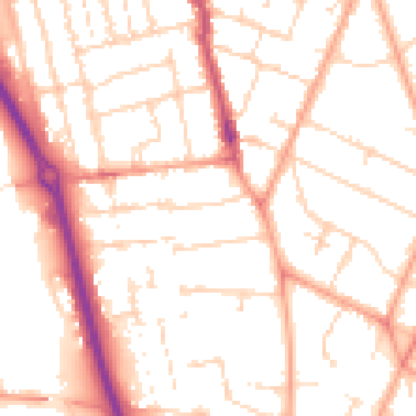 Daytime road noise heatmap for PE1 2NP