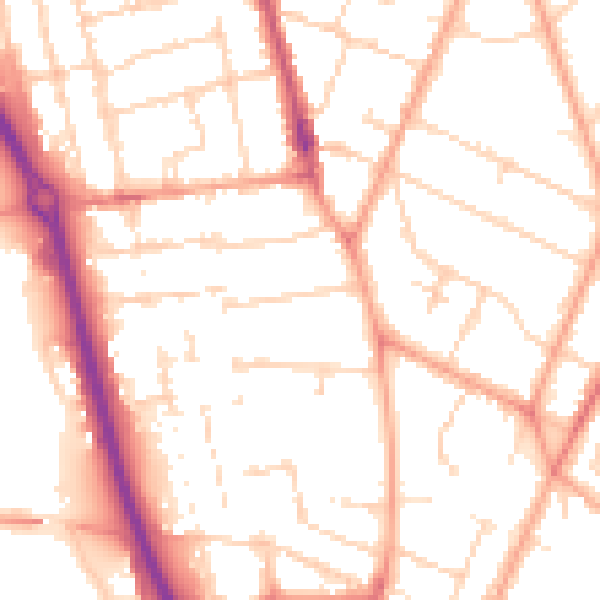Daytime road noise heatmap for PE1 2NS