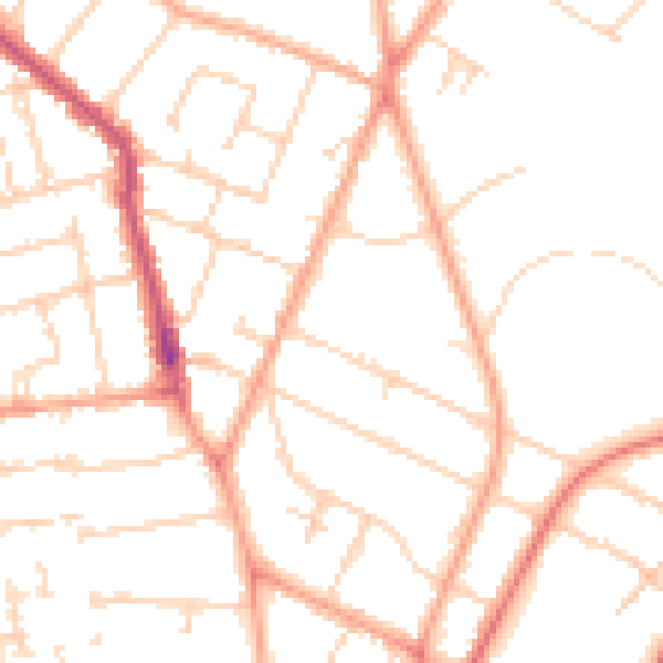 Daytime road noise heatmap for PE1 2QZ