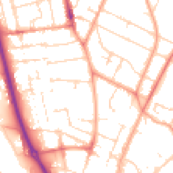 Daytime road noise heatmap for PE1 2RD