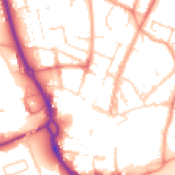 Daytime road noise heatmap for PE1 2RN