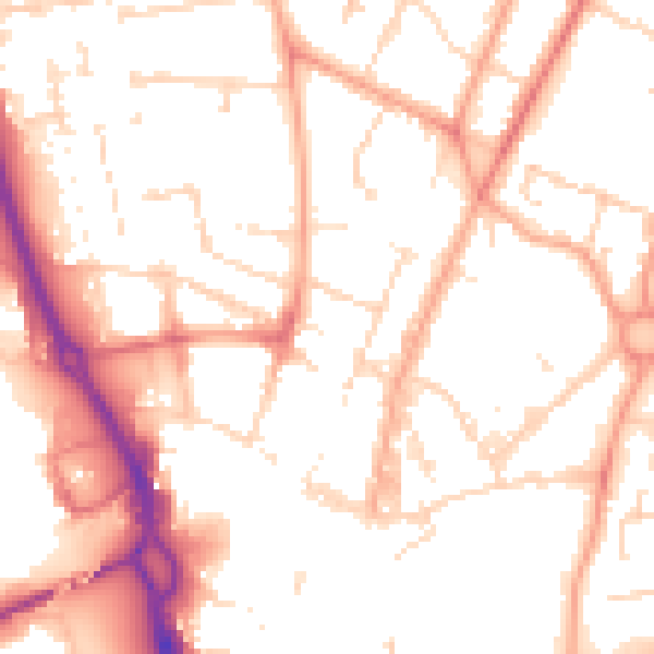 Daytime road noise heatmap for PE1 2RX