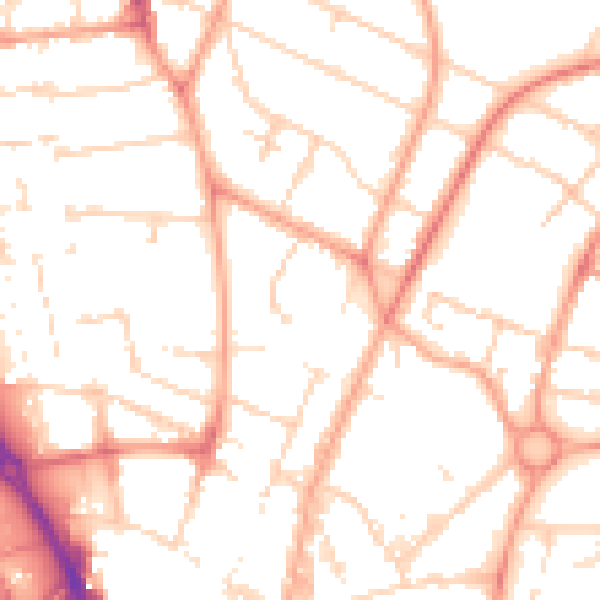 Daytime road noise heatmap for PE1 2TU