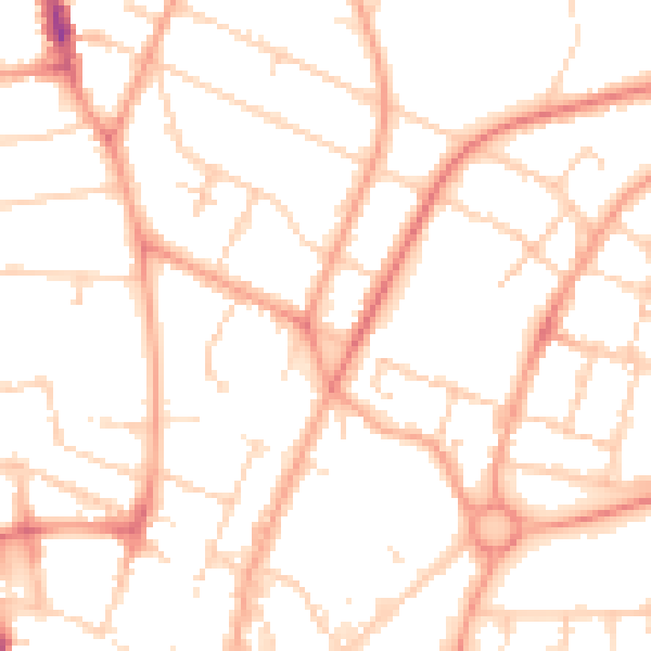 Daytime road noise heatmap for PE1 2UA