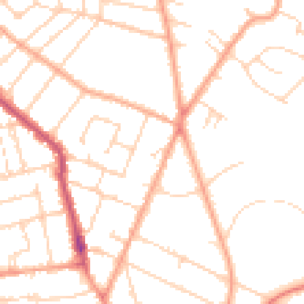 Daytime road noise heatmap for PE1 3AB