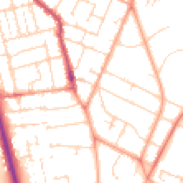 Daytime road noise heatmap for PE1 3AD